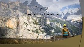  Presentation with rock climbing - Slides with pretty-female-climber background and a light blue colored foreground