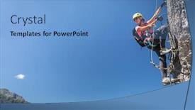  Presentation with rock climbing - Colorful PPT theme enhanced with pretty-female-climber backdrop and a light blue colored foreground