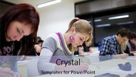  Presentation with color full - Cool new presentation theme with pretty female college student sitting backdrop and a light blue colored foreground