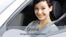  Presentation with driver - Colorful presentation enhanced with pretty female driver in a white car backdrop and a light gray colored foreground