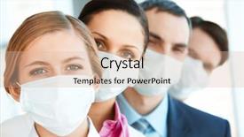  Presentation with mask - Presentation featuring pretty female in protective mask background and a  colored foreground