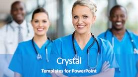  Presentation with female leader social media - Colorful PPT layouts enhanced with pretty female medical doctor backdrop and a teal colored foreground