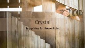  Presentation with hide - PPT theme consisting of pretty-female-photographer background and a coral colored foreground