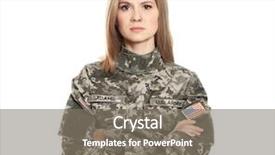  Presentation with pretty female military - Amazing PPT layouts having pretty female soldier on white backdrop and a gray colored foreground