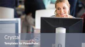  Presentation with exam results - Colorful slide set enhanced with pretty-female-student-looking backdrop and a gray colored foreground