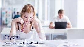  Presentation with high school - Cool new slides with pretty female student with laptop backdrop and a lemonade colored foreground