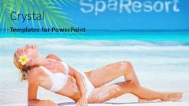  Presentation with day spa - PPT layouts enhanced with pretty-female-tanning background and a teal colored foreground
