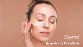  Presentation with hygiene - Cool new PPT layouts with pretty-female-with-closed-eyes backdrop and a coral colored foreground