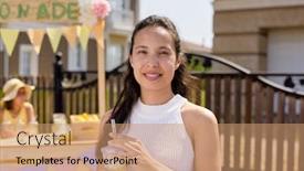  Presentation with lemonade - Amazing presentation theme having pretty-female-with-dark-long backdrop and a coral colored foreground