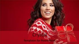  Presentation with black women beautiful woman - Presentation theme featuring pretty females - beautiful woman portrait hold gift background and a crimson colored foreground