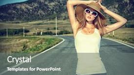  Presentation with road safety young drivers - Presentation featuring pretty females - beautiful young woman posing background and a gray colored foreground