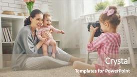  Presentation with family photo - Presentation theme consisting of pretty females - happy loving family mother background and a coral colored foreground