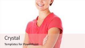  Presentation with complete - Presentation having pretty fit young woman isolated on white from a complete series of photos background and a lemonade colored foreground