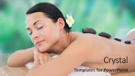  Presentation with medical spa massage outdoor balinese - Slides featuring youth - necessary medication petite young woman background and a light gray colored foreground.