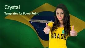  Presentation with tshirt - Presentation theme consisting of world cup soccer - pretty football fan in brasil background and a forest green colored foreground