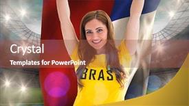  Presentation with football lights - Cool new slides with pretty football fan in brasil backdrop and a red colored foreground