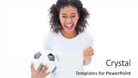  Presentation with football - Cool new presentation theme with pretty football fan in white backdrop and a white colored foreground
