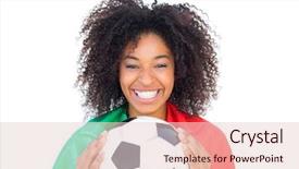  Presentation with football - Presentation theme having pretty football fan with portugal background and a lemonade colored foreground
