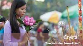  Presentation with pink beauty - Cool new slide set with pretty fresh pink flowers backdrop and a coral colored foreground