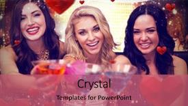  Presentation with friends - Presentation theme enhanced with pretty friends drinking cocktails together against hearts background and a coral colored foreground