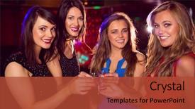  Presentation with shots - PPT layouts having pretty friends drinking shots together at the nightclub background and a red colored foreground