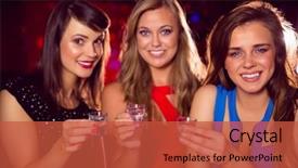  Presentation with shots - Presentation theme consisting of pretty friends drinking shots together at the nightclub background and a red colored foreground
