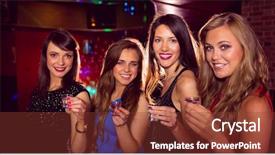  Presentation with shots - Colorful presentation theme enhanced with pretty friends drinking shots together at the nightclub backdrop and a tawny brown colored foreground