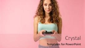  Presentation with geek - Audience pleasing presentation theme consisting of pretty-geek-girl-with-curly backdrop and a lemonade colored foreground