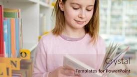  Presentation with literature - Presentation theme with pretty-girl-child-reading-book background and a coral colored foreground