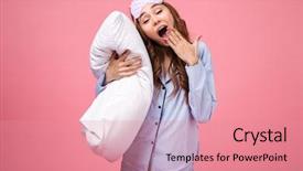  Presentation with pretty girl - Slide set enhanced with pretty girl dressed in pajamas background and a coral colored foreground