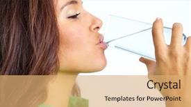  Presentation with drinking water - Presentation theme enhanced with pretty girl drinking water background and a coral colored foreground