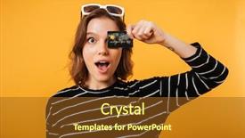  Presentation with pretty girl - Presentation design consisting of pretty girl holding credit card background and a  colored foreground