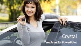  Presentation with car key - Amazing presentation theme having pretty girl in a car backdrop and a gray colored foreground