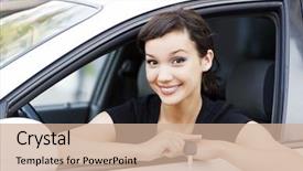  Presentation with car key - Audience pleasing presentation consisting of pretty girl in a car backdrop and a coral colored foreground