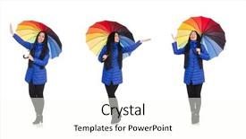  Presentation with white and navy blue - Presentation featuring pretty girl in blue winter background and a cream colored foreground