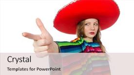  Presentation with mexican - Colorful slide deck enhanced with pretty girl in mexican poncho isolated on white backdrop and a lemonade colored foreground