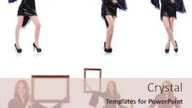  Presentation with carnival - Colorful presentation theme enhanced with pretty girl in purple carnival clothing and hat isolated on whit backdrop and a lemonade colored foreground