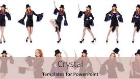  Presentation with carnival - PPT theme having pretty girl in purple carnival clothing and hat isolated on whit background and a soft green colored foreground