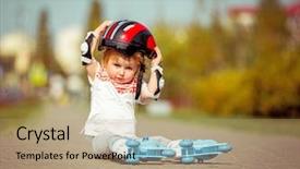  Presentation with pretty girl - Cool new presentation theme with pretty girl in roller skates backdrop and a coral colored foreground