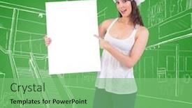  Presentation with poster - PPT theme with merry christmas card drawn christmas - pretty girl in santa hat background and a seafoam green colored foreground