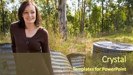  Presentation with pretty girl - PPT theme having pretty-girl-in-the-country background and a tawny brown colored foreground