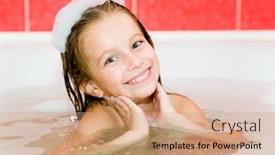  Presentation with foam - Cool new slides with pretty girl is taking a bath with a foam backdrop and a coral colored foreground