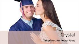  Presentation with teen mom cap and gown holding a baby - Presentation theme featuring pretty girl isolated on white background and a lemonade colored foreground