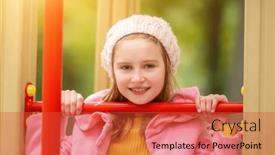  Presentation with playground - PPT theme with pretty-girl-kid-standing background and a red colored foreground