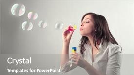  Presentation with making soap - Cool new theme with pretty girl making soap bubbles backdrop and a gray colored foreground