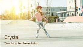  Presentation with pretty girl - PPT theme featuring pretty girl on roller skates background and a sky blue colored foreground