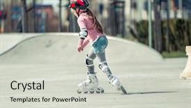  Presentation with pretty girl - Slide set having pretty girl on roller skates background and a light gray colored foreground
