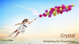  Presentation with hipster girl playing tetris game - Presentation theme having pretty girl playing with balloons background and a cream colored foreground