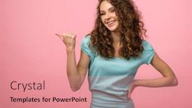  Presentation with finger point - Audience pleasing presentation consisting of pretty-girl-point-her-finger backdrop and a coral colored foreground