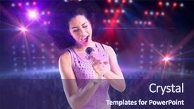  Presentation with light golden lights - Audience pleasing presentation consisting of pretty girl singing against digitally backdrop and a navy blue colored foreground